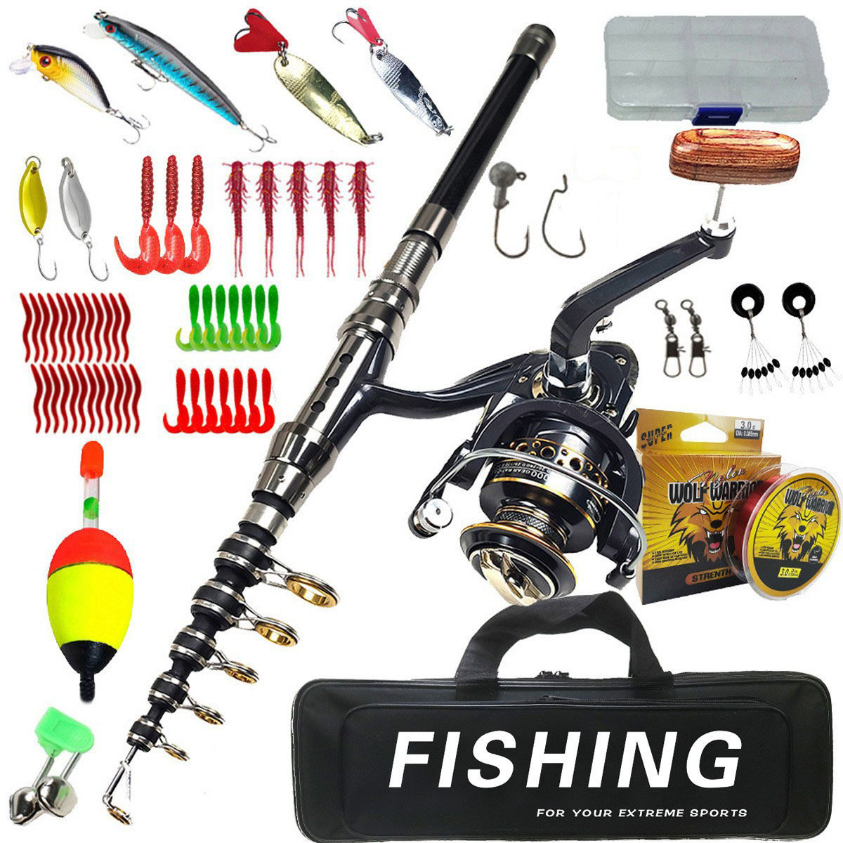 Saltwater Fishing Hook - Zestaw wędkarski 1.8m-3m do dalekich rzutów,